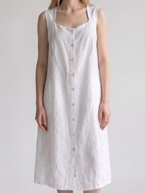 Inizio Italian Linen Button-Front Dress